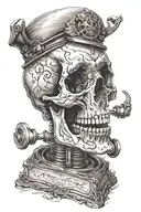 servo skull with scripture flowing out of mouth. No jaw.  tattoo design idea