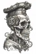 servo skull with scripture flowing out of mouth. No jaw.  tattoo design idea