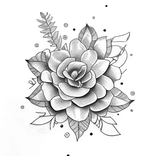 a tattoo line drawing of a bouquet of flowers from the birth months january, march, may, june, and december tattoo design idea