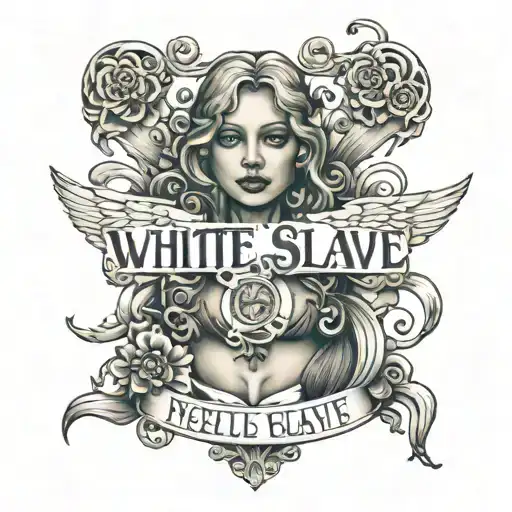 text: White slave tattoo design idea