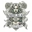 text: White slave tattoo design idea
