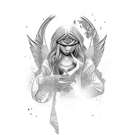 ghetto angel tattoo design idea