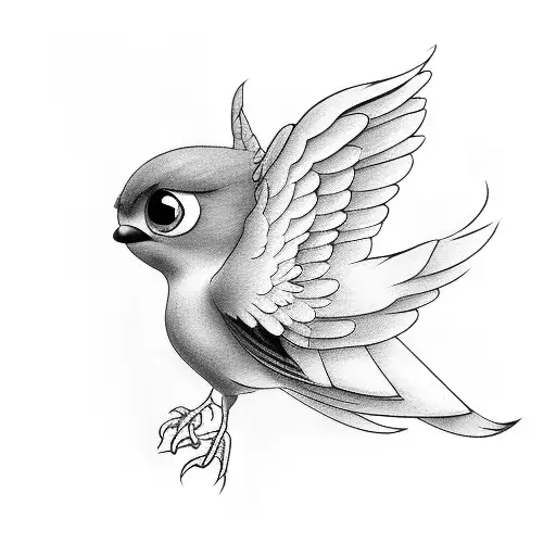angel tweety bird tattoo design idea