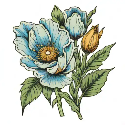 California poppy with Jean written inside tattoo design idea