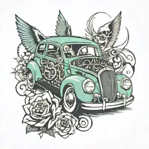 audio car tattoo design idea