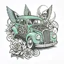 audio car tattoo design idea