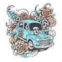 audio car tattoo design idea