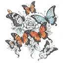 Half broken face butterflies surrounding tattoo design idea