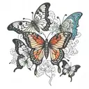 Half broken face butterflies surrounding tattoo design idea