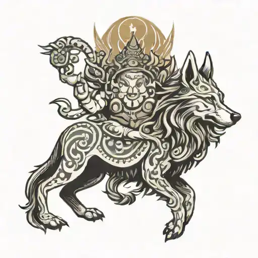 lord shiva nature nepal flag wolf tattoo design idea
