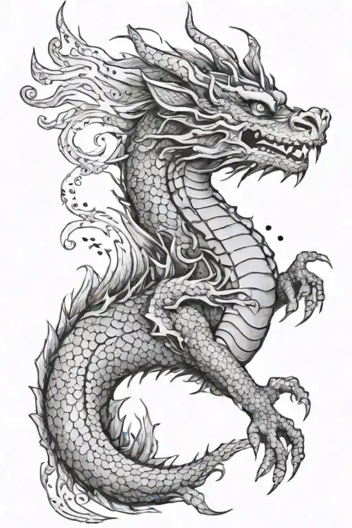 sleeve with a dragon with mythical gods, faces, hands, eyes tattoo design idea