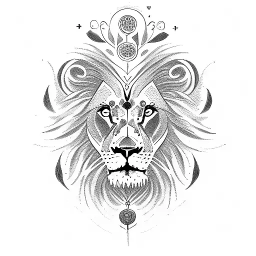 Tree of Life with lion and heart tattoo design idea