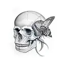 skull, moth, moon tattoo design idea
