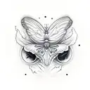moth skull and moon tattoo design idea