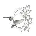 A hummingbird and a tulip circle jim and jam tattoo design idea