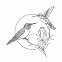 A hummingbird and a tulip circle jim and jam tattoo design idea
