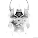 Warrior kneeling tattoo design idea