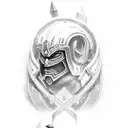 Warrior kneeling tattoo design idea