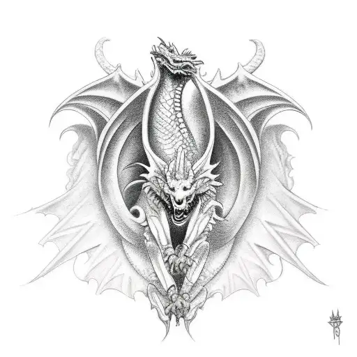 dragon scaling up leg  tattoo design idea