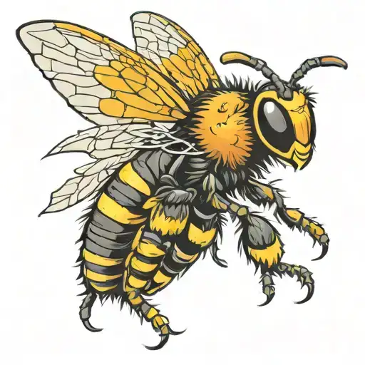 hybrid wasp-grizzly bear tattoo design idea