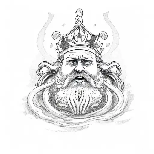 King Neptune coming out of the sea tattoo design idea