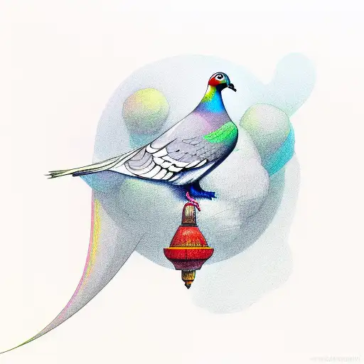 Pigeon flying with colour  tattoo design idea