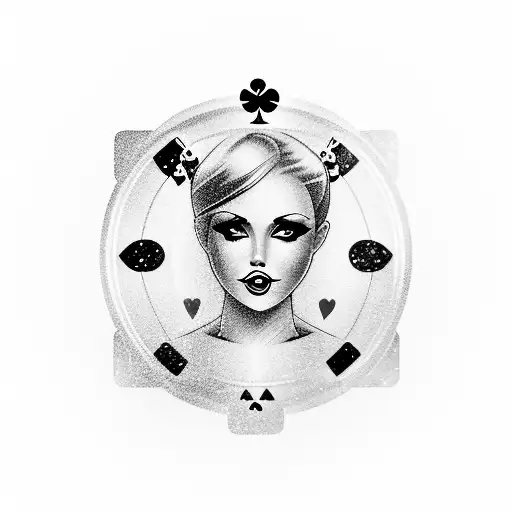 A casino roulette wheel with a sexy girl posing as the ball tattoo design idea