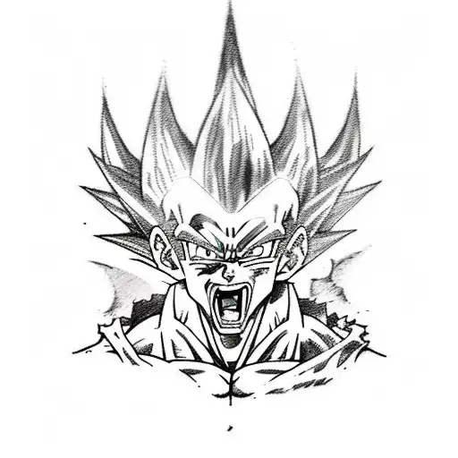 A sketch-style tattoo of Dragon Ball Z villains in a dramatic pose tattoo design idea