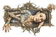 trapped girl tattoo design idea