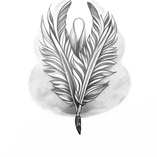indigenous feather in a laurel wreath shape tattoo design idea