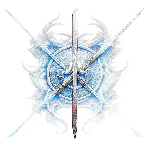An intricate sketch of a magical sword from the Stormlight Archive tattoo design idea