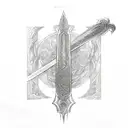 An intricate sketch of a magical sword from the Stormlight Archive tattoo design idea
