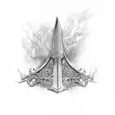An intricate sketch of a magical sword from the Stormlight Archive tattoo design idea