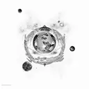 A cosmic scene featuring various cosmere worlds and their unique magic systems tattoo design idea