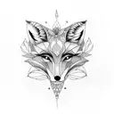 fox with lotuflower  tattoo design idea