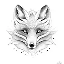 fox with lotuflower  tattoo design idea