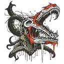 demon snake dripping blood from open mouth tattoo design idea