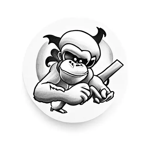 donkey kong playing bongos tattoo design idea