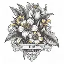 1970 roman numeral with daffodil and daisy flower tattoo design idea