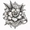 1970 roman numeral with daffodil and daisy flower tattoo design idea