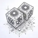 two dice, without the black spots, being rolled onto a hard surface.  From a side, nearby perspective.  tattoo design idea
