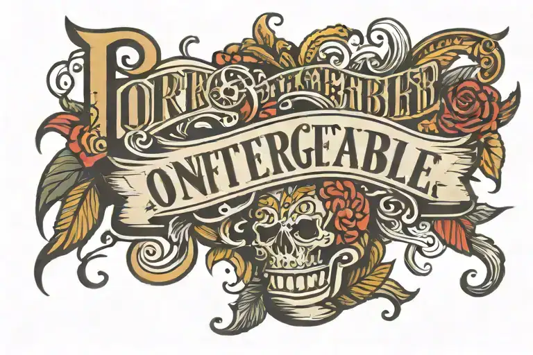 the word Unforgettable with a dope font  tattoo design idea