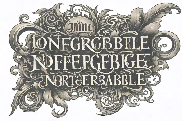 the word Unforgettable with a dope font  tattoo design idea