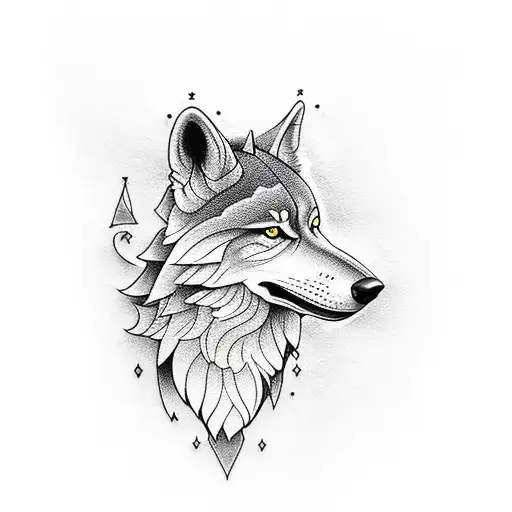 Nordic, axes, wolfs, trees  tattoo design idea