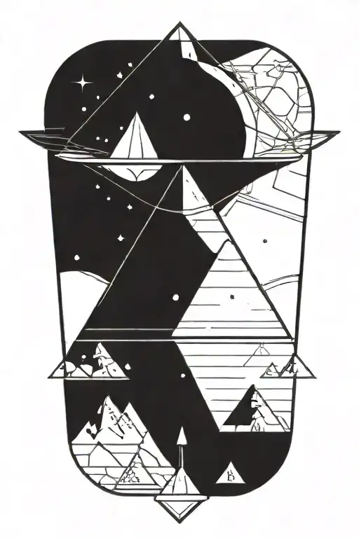 ufo abducting humans over pyramids tattoo design idea