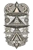 ufo abducting humans over pyramids tattoo design idea