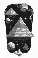 ufo abducting humans over pyramids tattoo design idea