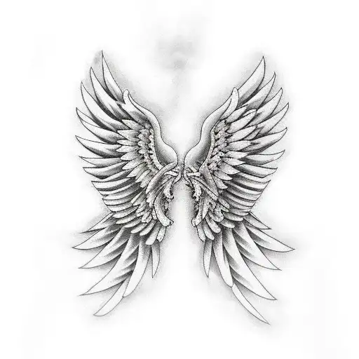 six winged angel covering feet and eyes tattoo design idea