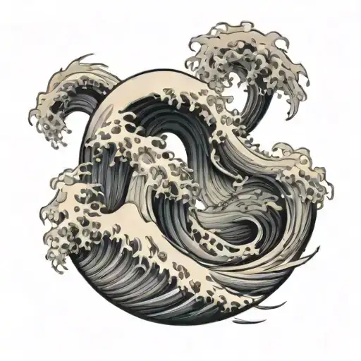 the great wave with Lugia fighting gyardos tattoo design idea