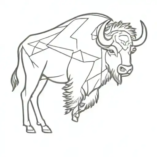 futuristic buffalo tattoo design idea